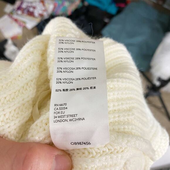 Anthro Cream Chunky Knit Sleeveless Sweater Tunic Women's Size Small Turtleneck - Picture 7 of 9